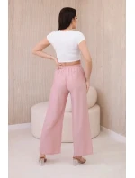 Viskózové kalhoty se širokými nohavicemi tmavě pudrově růžová Viskózové kalhoty se širokými nohavicemi tmavě pudrově růžová