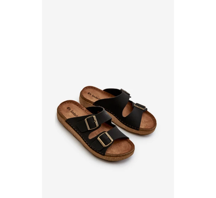 Lehké pohodlné pánské sandály s přezkami model 21665691 Černé - Inblu Lehké pohodlné pánské sandály s přezkami model 21665691 Černé - Inblu