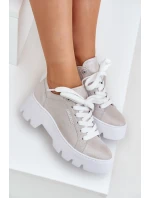 Tenisky Sportovní Boty Na Platformě model 21683579 Stříbrné - CheBello Tenisky Sportovní Boty Na Platformě model 21683579 Stříbrné - CheBello