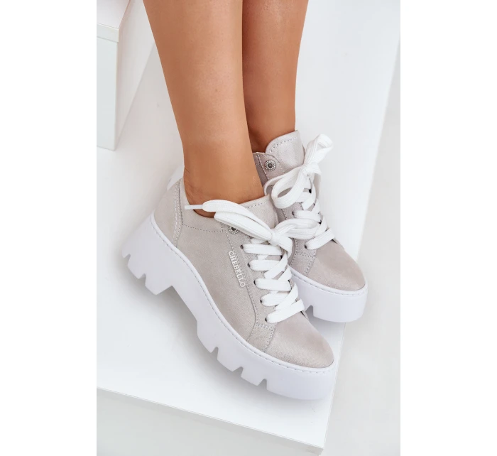 Tenisky Sportovní Boty Na Platformě model 21683579 Stříbrné - CheBello Tenisky Sportovní Boty Na Platformě model 21683579 Stříbrné - CheBello