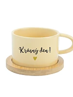 KRÁSNÝ DEN! - žlutý hrníček makronka 200 ml