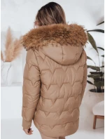 SNOWMISS dámská zimní bunda prošívaná béžová s kapucí FashionStreet TY5000