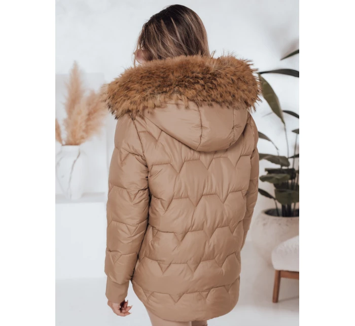 SNOWMISS dámská zimní bunda prošívaná béžová s kapucí FashionStreet TY5000