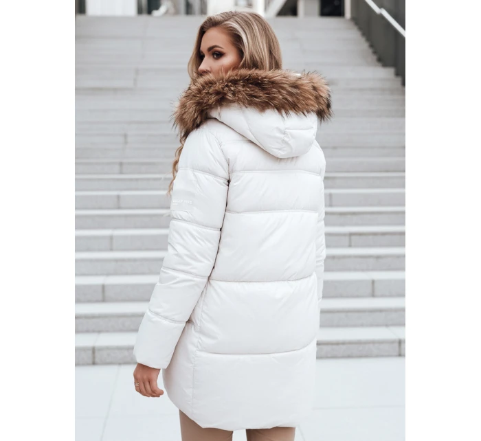 Dámská prošívaná zimní bunda s kapucí světle béžová FashionStreet TY5507