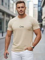 Pánské bavlněné tričko s potiskem béžové FashionStreet NX5125R