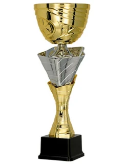 Zlatý a stříbrný kovový pohár