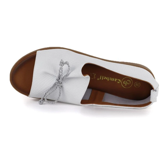 Dámské kožené polobotky s otevřenou špičkou bílé Cambell 19388 Dámské kožené polobotky s otevřenou špičkou bílé Cambell 19388