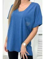 Bavlněná halenka s džínovou kapsou Bavlněná halenka s džínovou kapsou