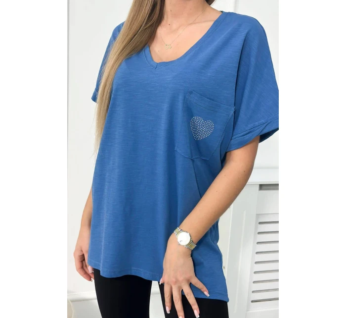 Bavlněná halenka s džínovou kapsou Bavlněná halenka s džínovou kapsou