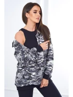 3dílná souprava Vřesoviště  halenka, top a legíny šedá + černá