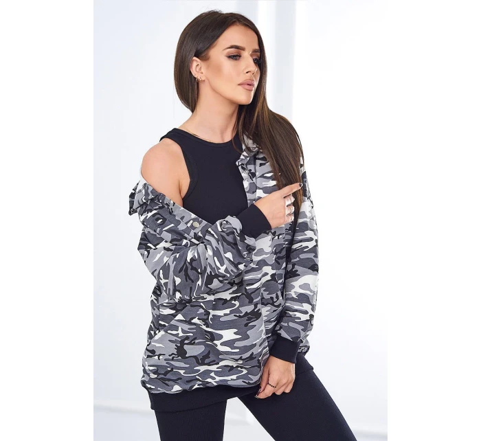 3dílná souprava Vřesoviště  halenka, top a legíny šedá + černá