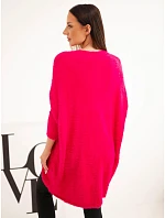 Dámský svetr Plus Size s výstřihem do V fuchsiový