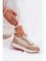 Dámské Sportovní Boty S Síťovinou Na Platformě Khaki Poova Dámské Sportovní Boty S Síťovinou Na Platformě Khaki Poova