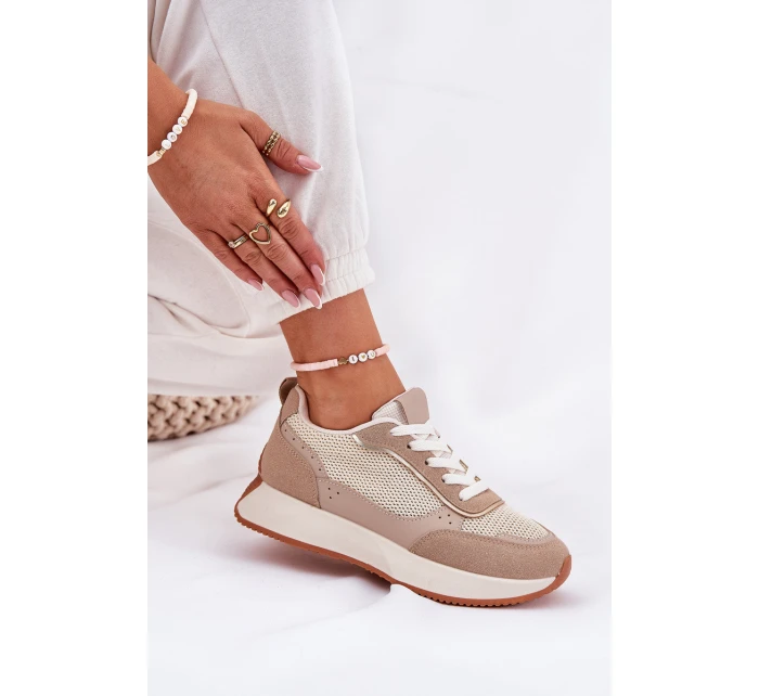 Dámské Sportovní Boty S Síťovinou Na Platformě Khaki Poova Dámské Sportovní Boty S Síťovinou Na Platformě Khaki Poova