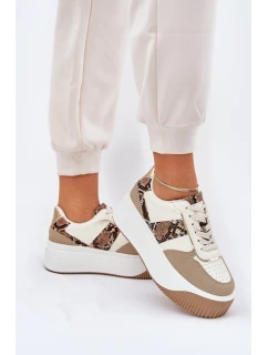 Dámské Tenisky Na Masivní Platformě Zvířecí Vzor Béžové Telanila