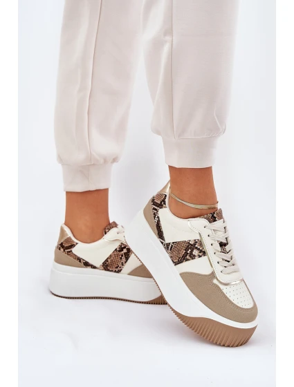 Dámské Tenisky Na Masivní Platformě Zvířecí Vzor Béžové Telanila Dámské Tenisky Na Masivní Platformě Zvířecí Vzor Béžové Telanila