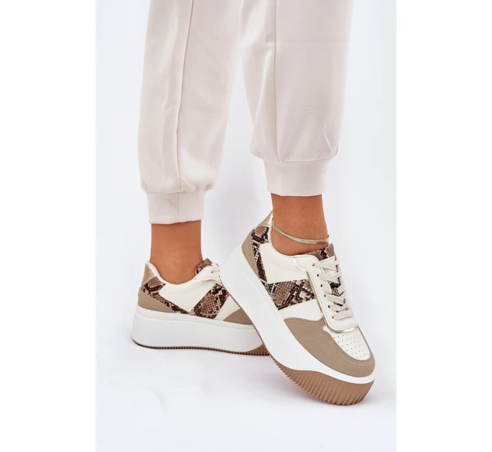 Dámské Tenisky Na Masivní Platformě Zvířecí Vzor Béžové Telanila Dámské Tenisky Na Masivní Platformě Zvířecí Vzor Béžové Telanila