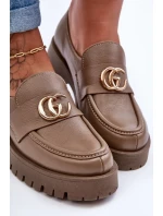 Dámské kožené polobotky s ozdobou tmavě béžové Rosefalls Dámské kožené polobotky s ozdobou tmavě béžové Rosefalls