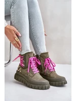 Dámské Kotníkové Boty Na Platformě S Ozdobným Šněrováním Leopardí Vzor Zelené Edidda Dámské Kotníkové Boty Na Platformě S Ozdobným Šněrováním Leopardí Vzor Zelené Edidda