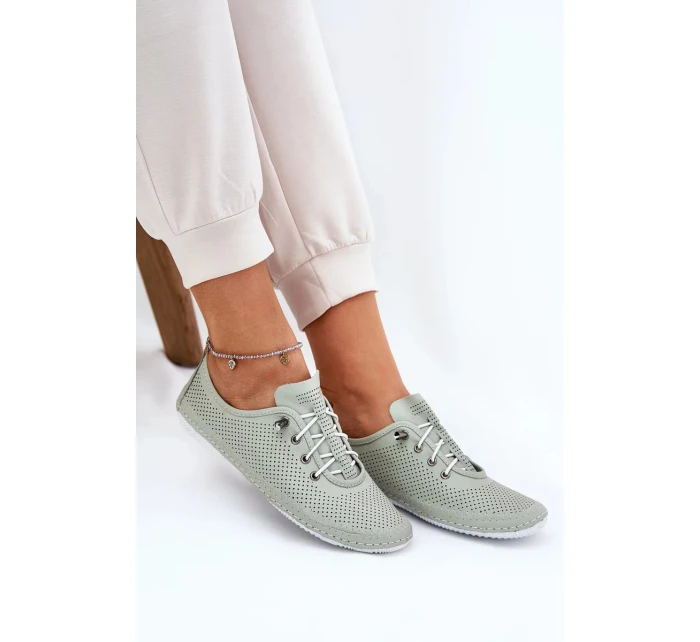 Dámské polobotky z přírodní kůže Artiker – světle zelené