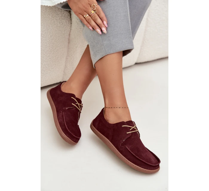 Dámské polobotky typu barefoot z přírodního semiše Zazoo – bordó