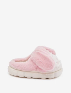 Dětské chlupaté bačkory – růžové s králíčky Farnise