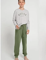 Chlapecké pyžamo 3090 SAMMY Světle béžová s tmavě zelenou - Taro