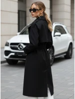 FashionStreet dámský dvouřadový černý trenčkot TY5437 FashionStreet dámský dvouřadový černý trenčkot TY5437