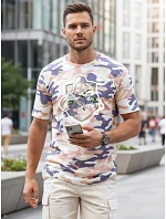 Koszulka męska moro z nadrukiem beżowa model 22221824 - FashionStreet Koszulka męska moro z nadrukiem beżowa model 22221824 - FashionStreet