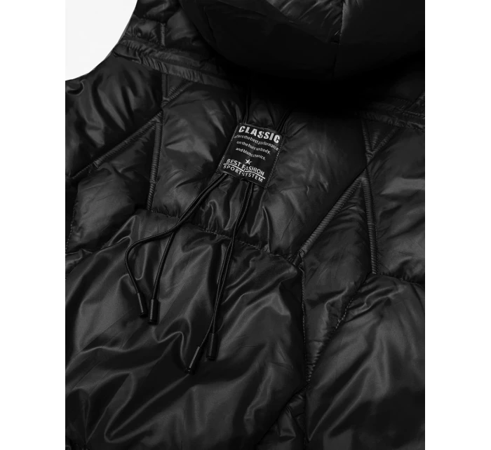 Krótki bezrękawnik damski z odpinanym kapturem Goodlookin czarny (B8258-1)