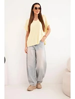 Dámská bavlněná halenka s výstřihem do V a krátkým rukávem žlutá