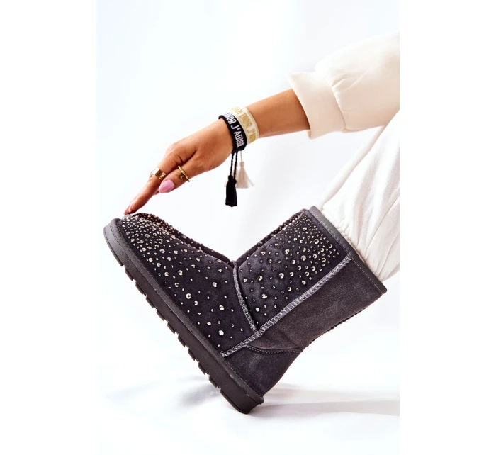 Zateplené sněhule s kamínky Šedá model 21569559 - Boto Zateplené sněhule s kamínky Šedá model 21569559 - Boto