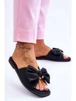 Dámské kožené pantofle s mašlí černé model 21616468 - EVENTO