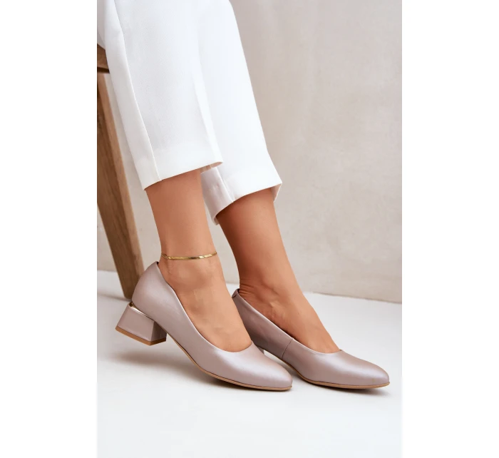 Kožené lodičky Lewski 3118 Tmavě béžové