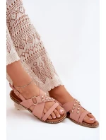 Dámské Sandály Na Plochém Podpatku Se Zlatými Růžové model 21702293 - Boto Dámské Sandály Na Plochém Podpatku Se Zlatými Růžové model 21702293 - Boto