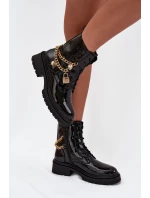 Dámské lakované workery Sarinae zateplené – černé Dámské lakované workery Sarinae zateplené – černé