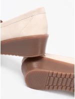 Praktické  mokasíny dámské hnědé na širokém podpatku