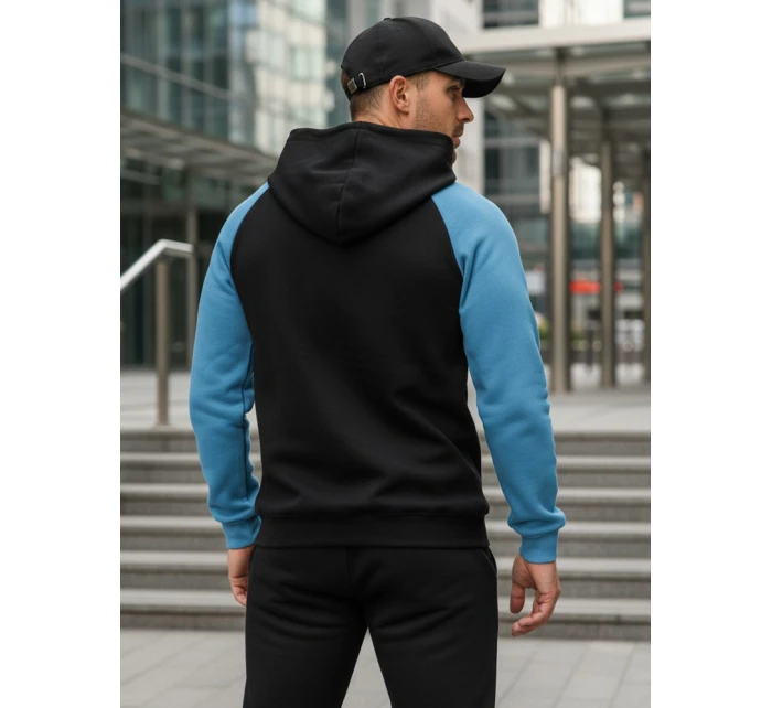 Pánská základní mikina s kapucí s černými a námořnickými pruhy FashionStreet BX5899