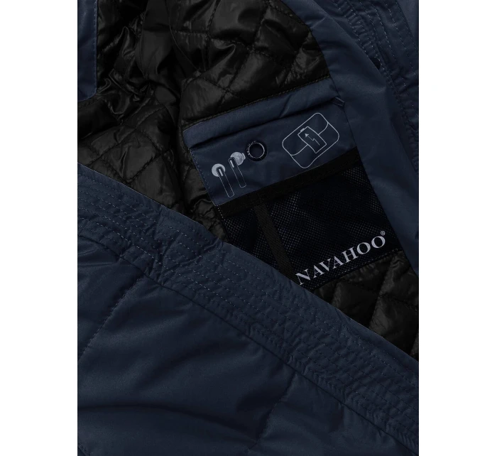Tmavě modrá hrubší dámská zimní bunda s nákupní taškou Navahoo (FAHMIYAA)