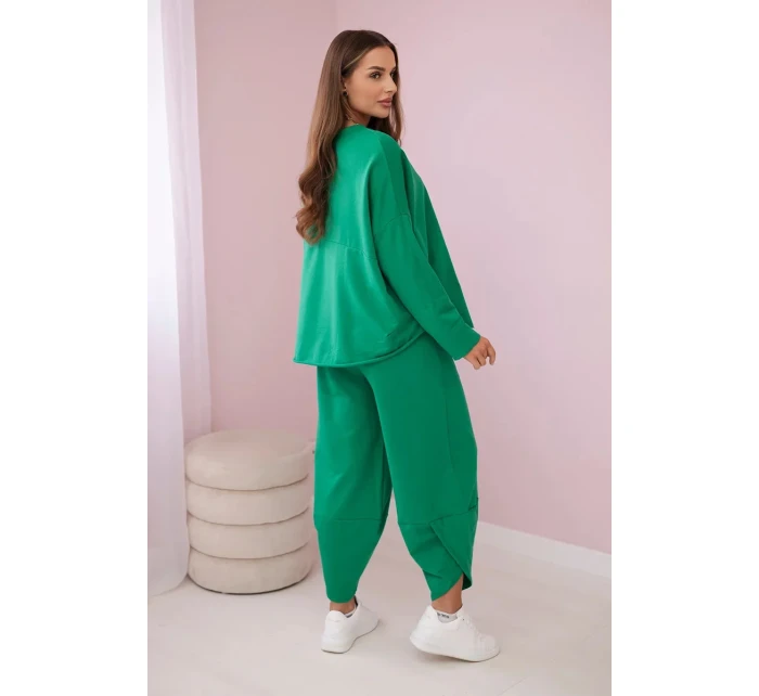 Bavlněná mikina kalhoty set zelený Bavlněná mikina kalhoty set zelený