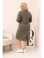 Dámská model 21884509 Plus Size máslová s výstřihem do V a rukávem khaki - K-Fashion