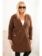 Dámský elegantní kabát Plus Size s límcem a velkými kapsami model 21468734 - K-Fashion Dámský elegantní kabát Plus Size s límcem a velkými kapsami model 21468734 - K-Fashion