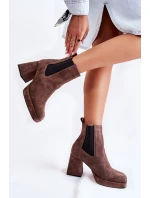 Semišové boty na masivním podpatku model 21593651 Brown - Laura Messi