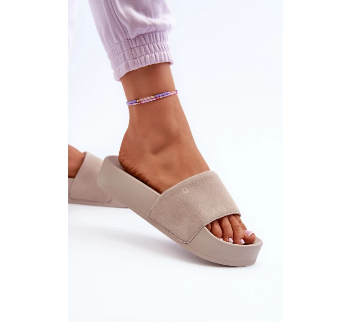 Dámské žabky na platformě z semiše Big Star model 21655526 béžové - Big Star Shoes