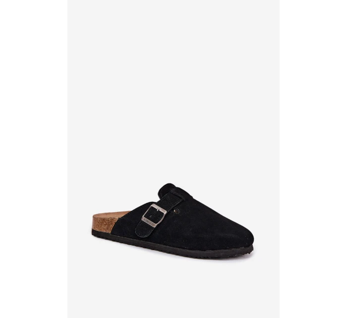 Semišové Dámské Pantofle S Přezkou Big Star RR274A384 Černé Semišové Dámské Pantofle S Přezkou Big Star RR274A384 Černé