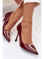 Lakované lodičky se zlatým detailem bordó Paivelle