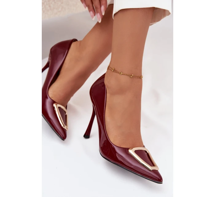 Lakované lodičky se zlatým detailem bordó Paivelle