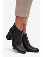 Kožené zimní kotníčkové boty na podpatku Černé Ivessara