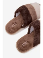 Kožešinové dámské pantofle s pruhy hnědé model 21744825 - Boto Kožešinové dámské pantofle s pruhy hnědé model 21744825 - Boto