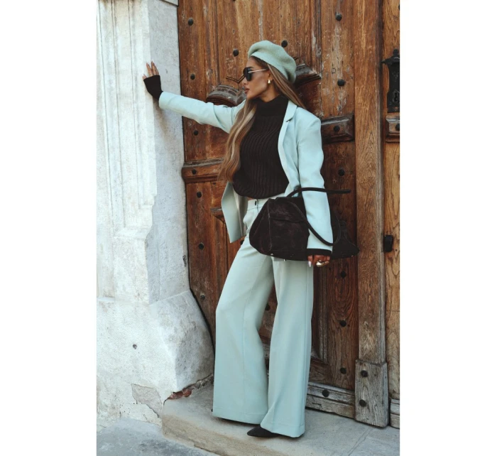 model 21296017 Kalhoty se širokými nohavicemi mátové - Moe